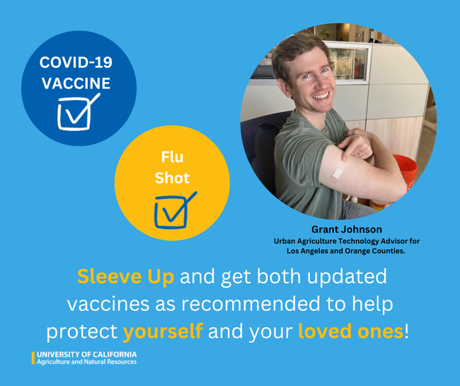 COVID-19. Flu shot. Sleeve UP and get both updated vaccines as recommended to help protect yourself and your loved ones!