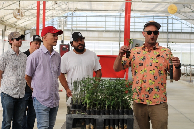 Participants visit Four Winds Growers and learn about growing citrus from Aaron Dillon.