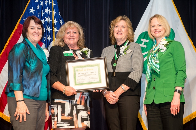 Sharon Junge, second from right, is inducted to the National 4-H Hall of Fame. Photo by Edwin Remsberg