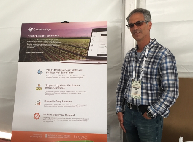Michael Cahn, UCCE advisor, demonstrated CropManage, online decision support tool for water and nutrient management of coastal crops, at Forbes AgTech'sInnovation Showcase.
