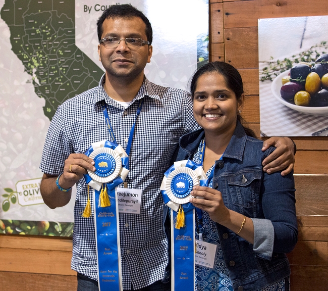 2017 Apps for Ag hackathon winners Sreejumon Kundilepurayil and Vidya Kannoly are getting help from UC ANR to commercialize their smartphone app.