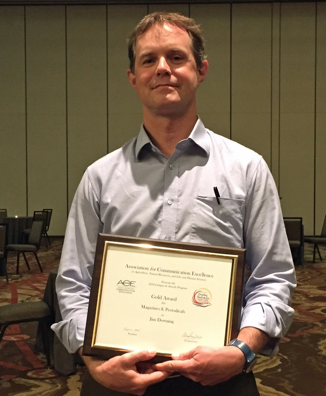 Jim Downing picked up an ACE gold award for California Agriculture journal.