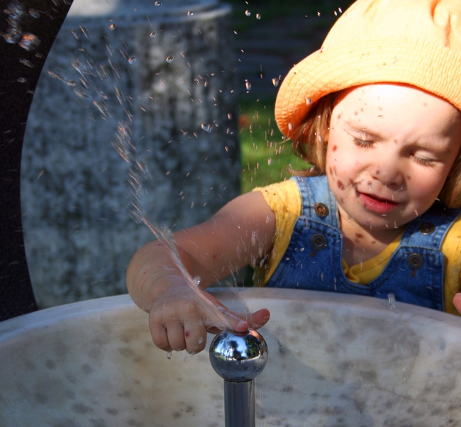 Child Drinking Fountain Water