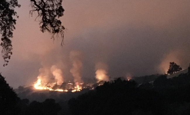 River Fire burning at Hopland Research and Extension Center in July 2018.