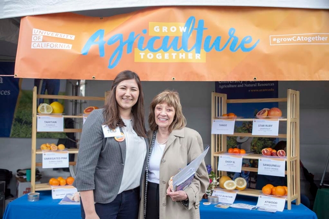 Mueller welcomed Karen Ross, secretary of the California Department of Food and Agriculture, to the UC ANR booth at Ag Day at the Capitol.