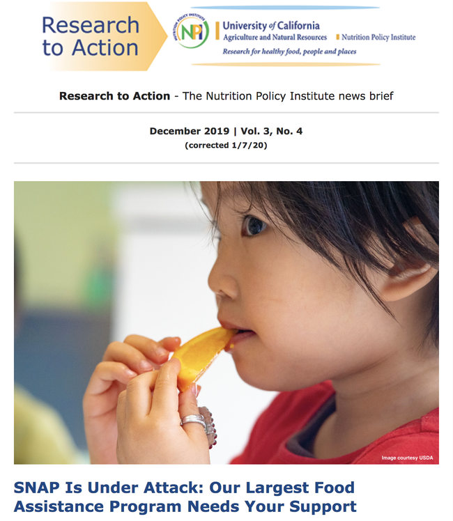 The Nutrition Policy Institute's Research to Action newsletter makes supporters feel really good about the work NPI is doing.