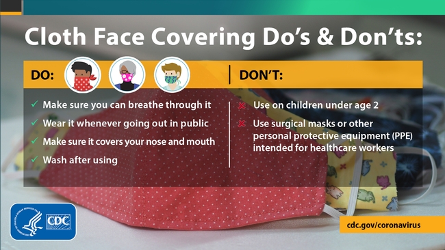 During Stage 2 of reopening, UC ANR guidelines call for wearing face coverings (cloth or paper masks, cloth bandanas, etc.) when six feet of separation between people cannot be maintained.