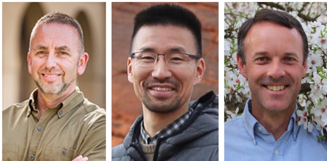 From left, Mark Hoddle, Dong-Hwan Choe and David Haviland received CDFA grants for research on pest control alternatives to the banned pesticide chlorpyrifos.