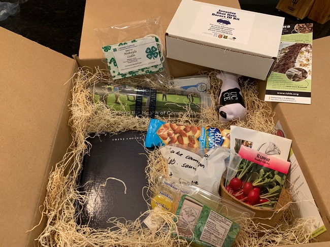Learning boxes containing samples of almonds, smoke-tainted wine, moringa powder, California-grown coffee and many other items related to the presentations gave tour participants a more interactive experience.