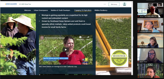 Ruth Dahlquist-Willard took the regents into a moringa field via video embedded in the story map.