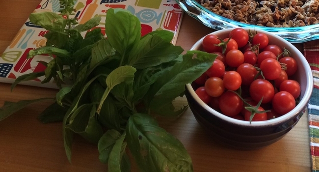 Emily Dimond grew her own tomatoes and basil for fresh caprese salad.