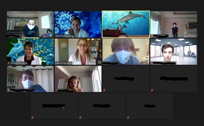 4-H advisors and 4-H youth wearing face masks shown in Zoom gallery view.