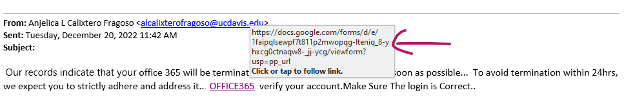 Arrow points to hidden url leading to a Google doc form