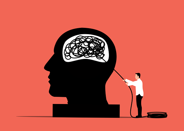 Man pulling string from icon of a brain.