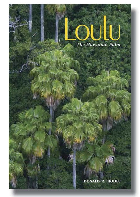 Five Loulu palm trees in a verdant landscape.