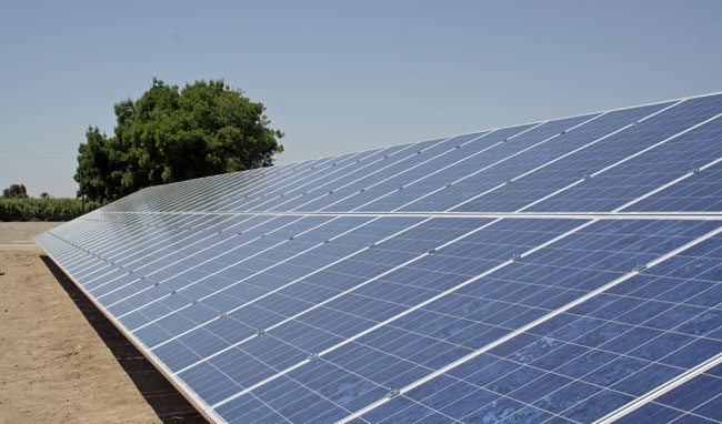 Solar panels catch rays at Kearney Agricultural Research & Extension Center.