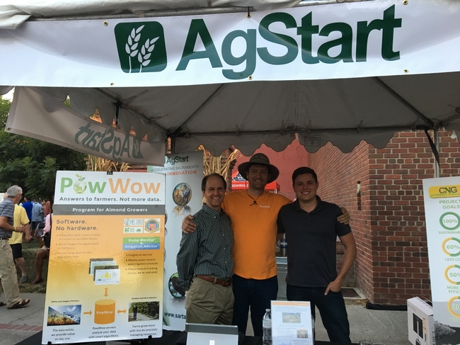 From left, John Selep with Olivier Jerphagnon and Kevin Langham of Powwow Energy, which uses electric utility smartmeters to help growers measure irrigation water use, with no hardware installation necessary.