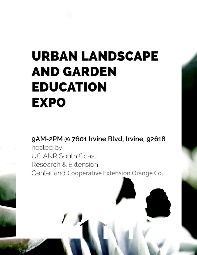 Save the Date - Urban Landscape and Garden Education Expo - September 29, 2018
