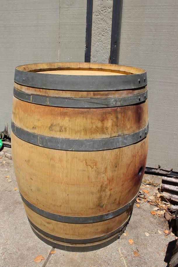 Wine barrel turned water storage.