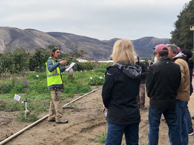 Ventura County RCD's Jamie Whiteford talking about pollinator and beneficial habitat covers. Photo credit Rose Hayden-Smith.