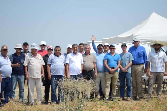 Uzbek visitors tour the UC CASI NRI Project field in Five Points, CA