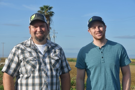 Andrew Molinar (left) and Keith Heidecorn of Locus Agricultural Solutions visit the NRI Project on May 17th 2019
