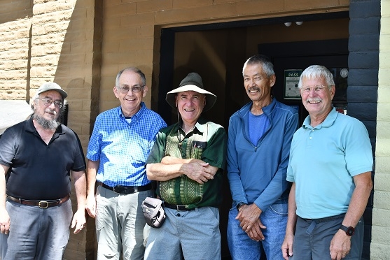 Dan Cohen (left to right), Rick Reed, Bob Bugg, Gene Miyao and Jeff Mitchell at Kathmandu Kitchen in Davis, CA as part of CASI hosting of Reed