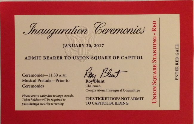 Ticket for the inauguration