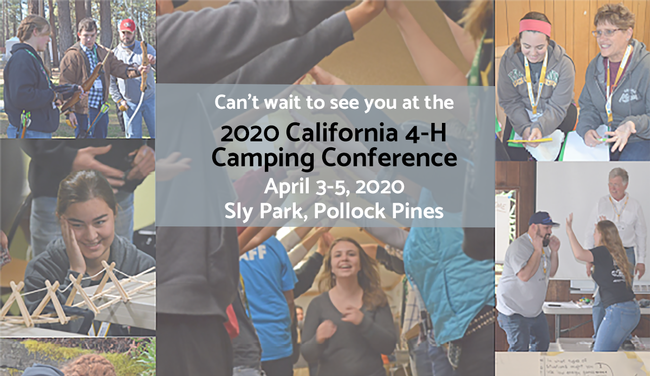 Can't wait to see you at the 2020 Camping Conference, April 3-5, 2020, Sly Park, Pollock Pines