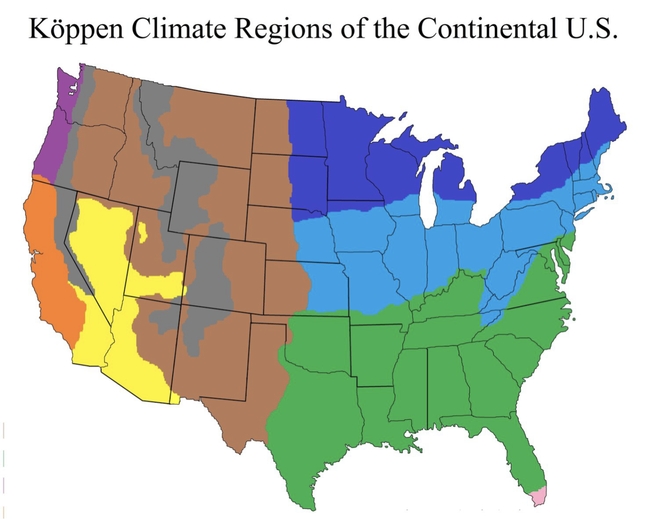 Koopen Climate Map Continental USA