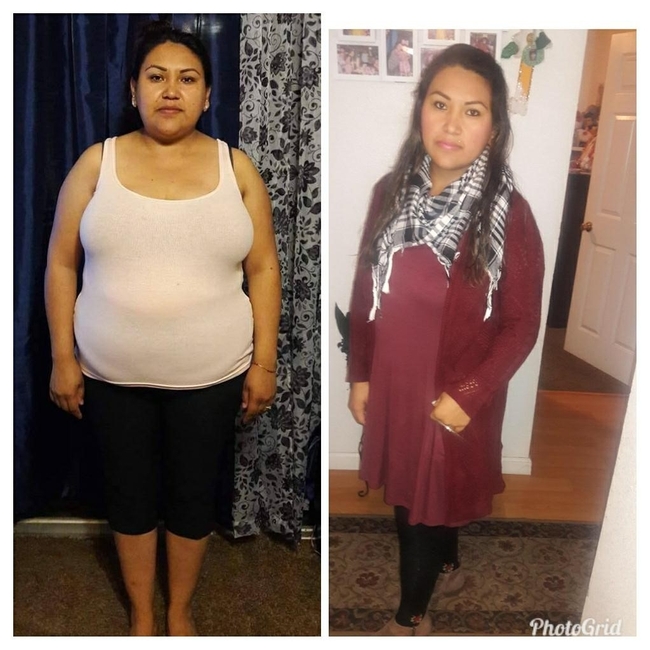 Johana Zacarias in before and after photos that show her success in the EFNEP program.