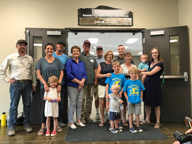 Rob Wilson and Staunton family at the grand opening. The conference room was dedicated in honor of the late John Staunton. Staunton Farms and the Staunton family donated $25,000 for the project.
