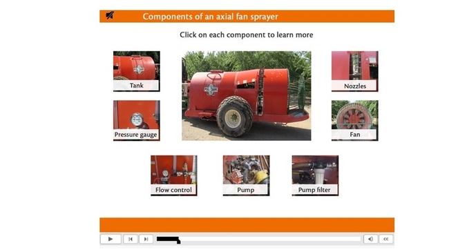 A computer screen shot showing the parts of an airblast sprayer