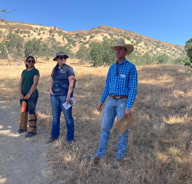 Sokaina Alkhafaji, Rebecca Ozeran and Billy Freeeman speak at the Blue Oak Field Day at the Sierra Foothill Conservancy's McKenzie Preserve.