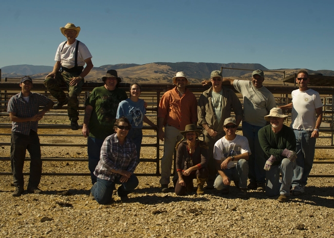 Tejon Ranch Conservancy California Naturalists help with a pipe capping project to keep small animals and birds from getting trapped (Photo by Scot Pipkin)