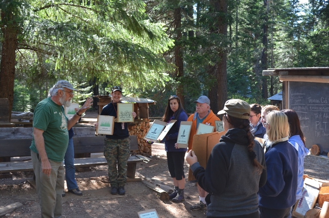 Tom Catchpole leads a Talk About Trees program activity for teachers to practice how to apply tree science to activities they can do with their students.