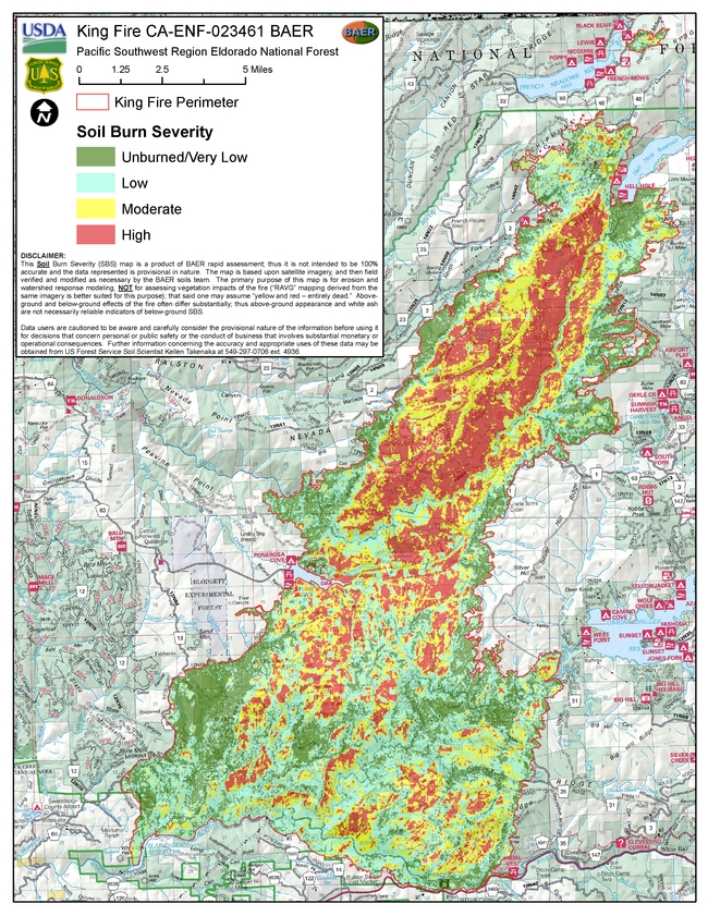 King Fire soil burn severity map
