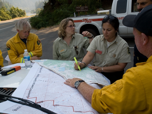 Retired U.S. Forest Service fire chief Jeanne Pincha-Tulley, second from right, is among the inspiring women leaders encouraging women to aspire to be wildland fire managers at the Women-in-Fire Prescribed Fire Training Exchange.