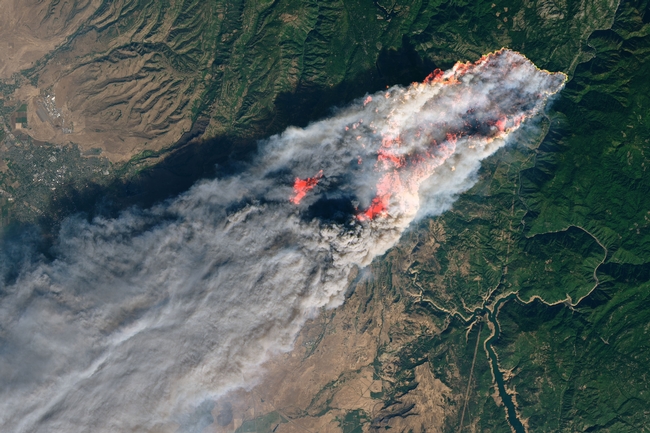 The Camp Fire in Butte County on Nov. 8, 2018. (Photo: NASA)