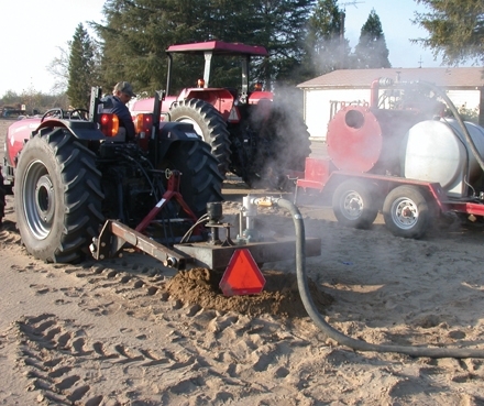 Injecting steam may be one way to disinfest soil without chemical fumigants.