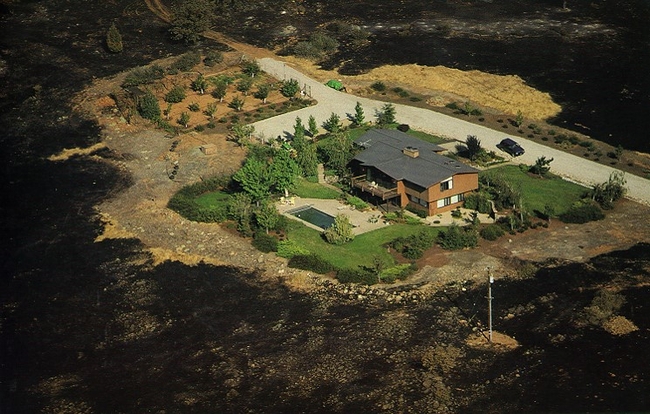 A home spared from wildfire due to its defensible