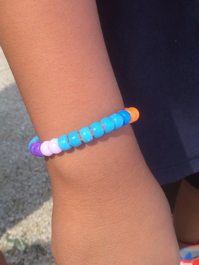 Colorful beads represent locations where water is prevalent such as the ocean