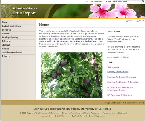 The new <a href=http://ucanr.org/sites/fruitreport>UC Fruit Report</a> website contains information collected over 30 years.