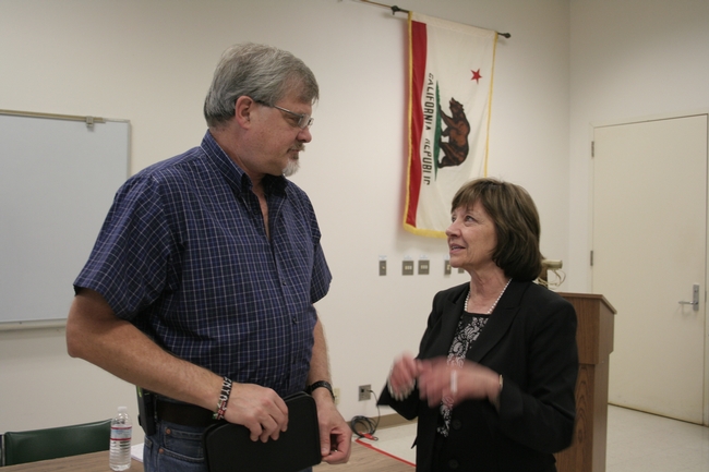 Jeff Dahlberg, director of the Kearney Agricultural Research and Extension Center, left, with Karen Ross, CDFA secretary.