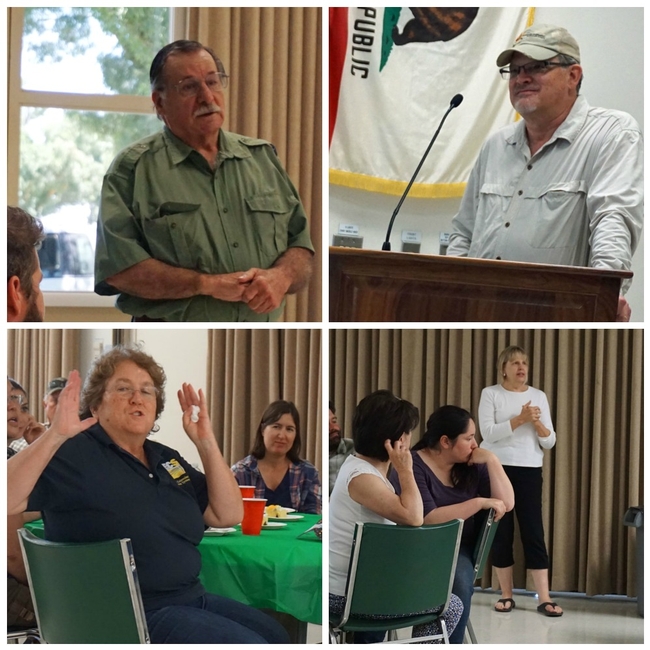 Several of Pete's colleagues praised his integrity, professionalism and work ethic, including (clockwise from upper left) retired entomology farm advisor Rich Coviello, Kearney director Jeff Dahlberg, Kearney program and facility coordinator Laura Van der Staay, and UC IPM academic coordinator Lori Berger.