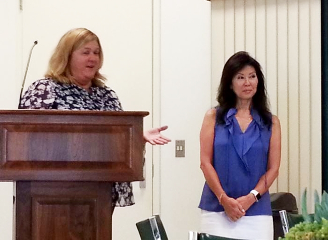 Cindy Inouye is praised and thanked by Cherie McDougald for Cindy's 24 years of service.