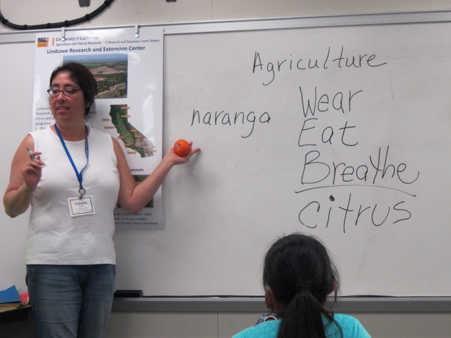 Roberta Barton delivers an agriculture lesson.