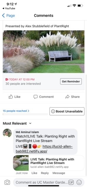 Screenshot of a Facebook event where a spammer posted the comment 