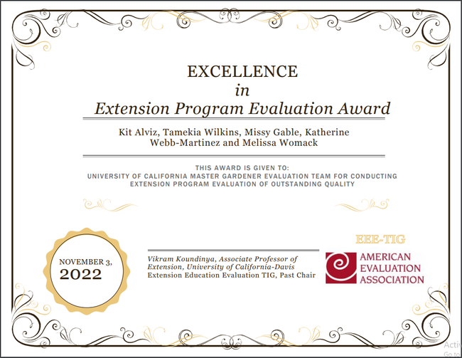 AEA Award certificate