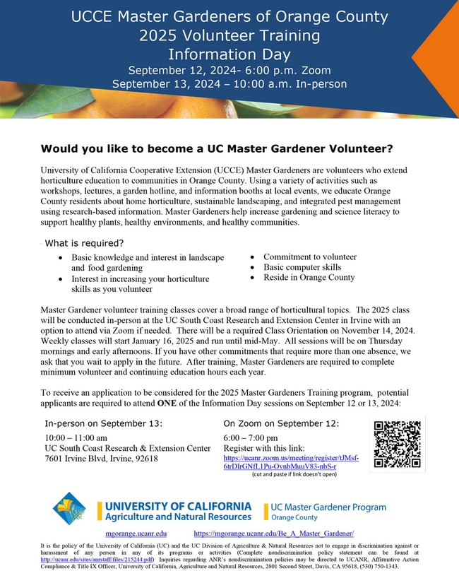 Would you like to become a UC Master Gardener Volunteer?